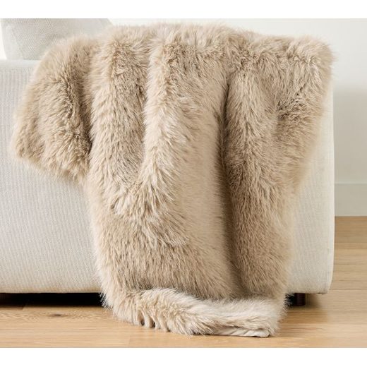 Pottery Barn Faux Fur Throw Blanket 50x60