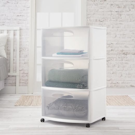 Sterilite 3-Drawer Wide Cart with Wheels