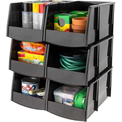 IRIS USA Stackable Plastic Storage Bins, 6 Pack